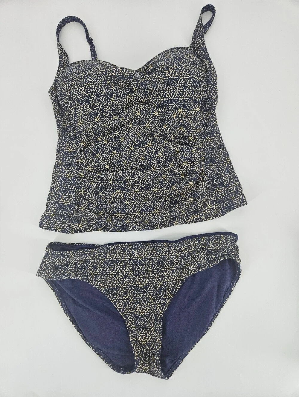 Bond-Eye Australia Blue and Gold Abstract Print Tankini Set
